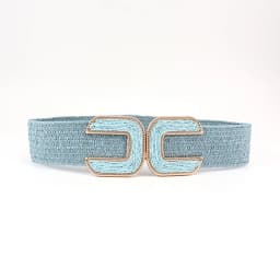 Fashion Stretch Alloy Buckle PP Grass Braided Belt All-match Elastic Waist Seal Multicolor Decorative Dress Belt for Women