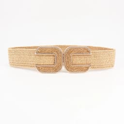 Fashion Stretch Alloy Buckle PP Grass Braided Belt All-match Elastic Waist Seal Multicolor Decorative Dress Belt for Women