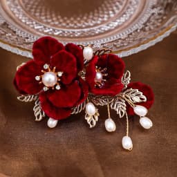 Elegant Vintage Hair Clips Red Silk Flower Duckbill Clips Chinese Style Flower Hairpin Wedding Hair Accessories Ancient Headwear