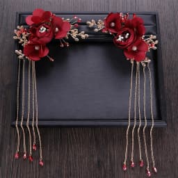 Elegant Vintage Hair Clips Red Silk Flower Duckbill Clips Chinese Style Flower Hairpin Wedding Hair Accessories Ancient Headwear