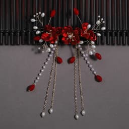Elegant Vintage Hair Clips Red Silk Flower Duckbill Clips Chinese Style Flower Hairpin Wedding Hair Accessories Ancient Headwear
