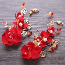 Elegant Vintage Hair Clips Red Silk Flower Duckbill Clips Chinese Style Flower Hairpin Wedding Hair Accessories Ancient Headwear