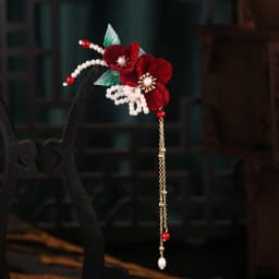 Elegant Vintage Hair Clips Red Silk Flower Duckbill Clips Chinese Style Flower Hairpin Wedding Hair Accessories Ancient Headwear