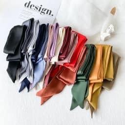 5x200cm Satin Silk Narrow Scarf Neckerchief Solid Neck Scarves Long Silk Thin Scarf Head Neck Hair Band Bag Ribbon Headbands DIY
