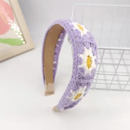 Sweet Flower Embroidery Girl Hair Hoops Colorful Knit Woolen Wide Hairband for Girl Headwear Women Hair Accessories