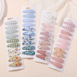 10pcs/set Flower Print Cotton Hair Clips for Baby Kids Fabric Plaid BB Hairpins Todller Hairgripe Headwear Hair Accessories