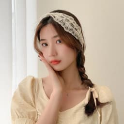 Flower and Grass Ballet-Style Lace Ribbon Tied Hair Band Cute and Sweet Headscarf Thin Headwear for Female