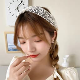 Flower and Grass Ballet-Style Lace Ribbon Tied Hair Band Cute and Sweet Headscarf Thin Headwear for Female