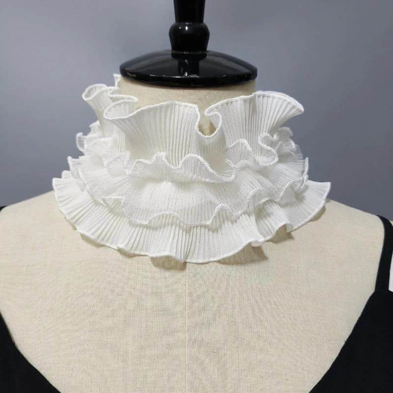 F92D French Styles Ruffle Collar for Dress Detachable False Neck Collar Laceup Collar Women Decorative Collar for Daily Use