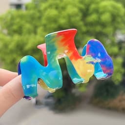 1pc Dopamine Rainbow Grip M-shaped Colorful Fresh Hair Clip with Advanced Hairpin, Shark Clip, Medium Hair Accessories