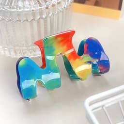 1pc Dopamine Rainbow Grip M-shaped Colorful Fresh Hair Clip with Advanced Hairpin, Shark Clip, Medium Hair Accessories