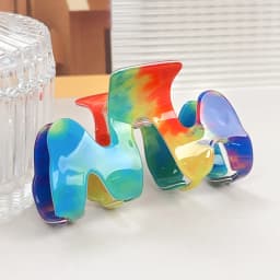 1pc Dopamine Rainbow Grip M-shaped Colorful Fresh Hair Clip with Advanced Hairpin, Shark Clip, Medium Hair Accessories