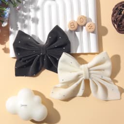 2PCS/Set Elegant Velvet Embellished With Diamonds Bow Hair Clip Girls Without Damaging Hair Safe Hair Accessory Kids Gift