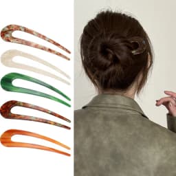 Elegant U-Shape Hair Fork Mineral Design Acetate Hairpin Chinese Vintage Style No Snag Bun Stick for Women Ceremony Accessories