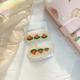 2pcs New Children's Hair Clip, Cute BB Bow Fabric Clip, Korean Fruit Knit Princess Hair Accessory
