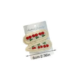 2pcs New Children's Hair Clip, Cute BB Bow Fabric Clip, Korean Fruit Knit Princess Hair Accessory