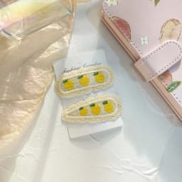 2pcs New Children's Hair Clip, Cute BB Bow Fabric Clip, Korean Fruit Knit Princess Hair Accessory