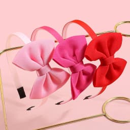3pcs Valentine's Day Headbands for Girls Pink Red Glitter Hair Bows Hairbands for Kids Valentine's Day Party Hair Accessories