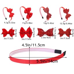 3pcs Valentine's Day Headbands for Girls Pink Red Glitter Hair Bows Hairbands for Kids Valentine's Day Party Hair Accessories