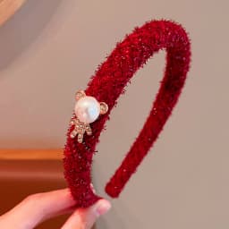 2026 New Children Red Colors Bowknot Ornament Headband Headwears Girls Fashion Acrylic Hair Hoop Headbands Kids Hair Accessories