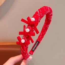 2026 New Children Red Colors Bowknot Ornament Headband Headwears Girls Fashion Acrylic Hair Hoop Headbands Kids Hair Accessories