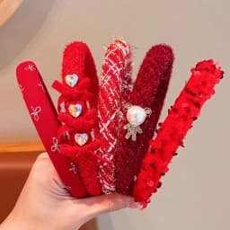 2026 New Children Red Colors Bowknot Ornament Headband Headwears Girls Fashion Acrylic Hair Hoop Headbands Kids Hair Accessories