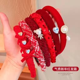 2026 New Children Red Colors Bowknot Ornament Headband Headwears Girls Fashion Acrylic Hair Hoop Headbands Kids Hair Accessories
