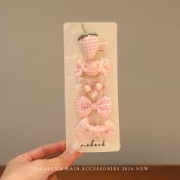 2026 New Sweet Pink Princess Kids Hair Clips Set No Hurt Hair Full Wrapped Cute Rabbit Bow Flower Pearl Baby Hair Barrettes