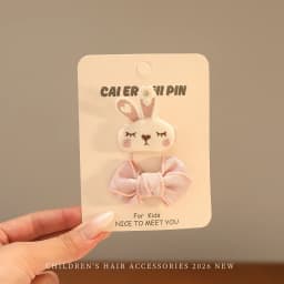 2026 New Sweet Pink Princess Kids Hair Clips Set No Hurt Hair Full Wrapped Cute Rabbit Bow Flower Pearl Baby Hair Barrettes