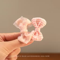 2026 New Sweet Pink Princess Kids Hair Clips Set No Hurt Hair Full Wrapped Cute Rabbit Bow Flower Pearl Baby Hair Barrettes