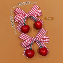 2 Korean version sweet cherry bow hair clips suitable for daily hair accessories