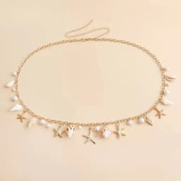 Boho Beach Shells Waist Chain Women's Starfish Pearl Tassel Pendant Belt Vacation Style Versatile Match