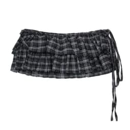 Hip-hop Layer Outfits Plaid Skirt Sweet Y2K Lace Up Hip Scarf Shirt Extender Korean Style Ruffled Edge Waistband Jeans Decor