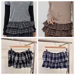Hip-hop Layer Outfits Plaid Skirt Sweet Y2K Lace Up Hip Scarf Shirt Extender Korean Style Ruffled Edge Waistband Jeans Decor