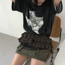 Hip-hop Layer Outfits Plaid Skirt Sweet Y2K Lace Up Hip Scarf Shirt Extender Korean Style Ruffled Edge Waistband Jeans Decor
