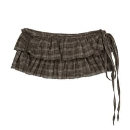 Hip-hop Layer Outfits Plaid Skirt Sweet Y2K Lace Up Hip Scarf Shirt Extender Korean Style Ruffled Edge Waistband Jeans Decor