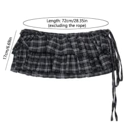 Hip-hop Layer Outfits Plaid Skirt Sweet Y2K Lace Up Hip Scarf Shirt Extender Korean Style Ruffled Edge Waistband Jeans Decor
