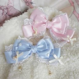 Ribbon Lace Lace Pearl Chain Large Bow Pearl Pink KC Cute Princess Headwear Hair Clip Accessories Lolita Headpiece Sweet Cute