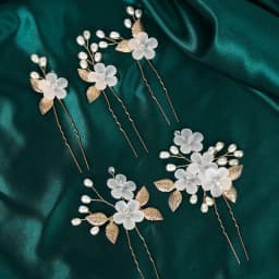 Fashion Crystal Pearl Flower Hairpin Set 5PK Bridal Wedding Headpieces Party Banquet Woman's Hairpin As Gifts