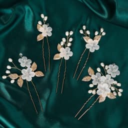 Fashion Crystal Pearl Flower Hairpin Set 5PK Bridal Wedding Headpieces Party Banquet Woman's Hairpin As Gifts