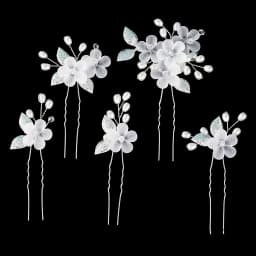 Fashion Crystal Pearl Flower Hairpin Set 5PK Bridal Wedding Headpieces Party Banquet Woman's Hairpin As Gifts