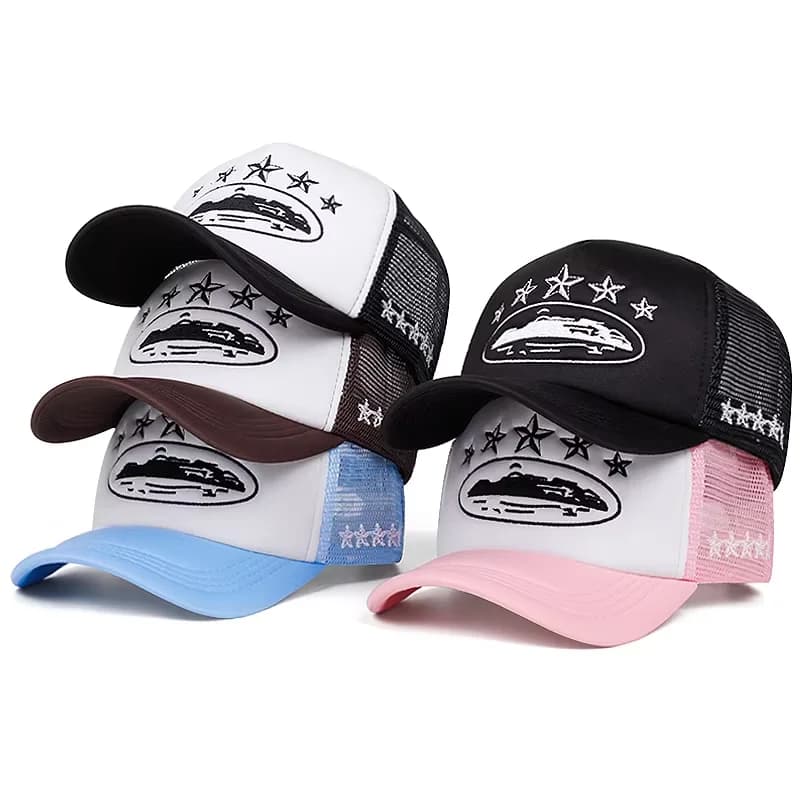 Five Star Embroidered Cotton Mesh Hat Men's Trendy Retro Baseball Hat Hip Hop Hat Women's Sports and Leisure Hat Decorative Hat