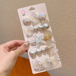 5pcs Starfish Colorful Shell Pearl Hair Clip for Women Sweet Cute Duckbill Clip Fashion Girl Hairpin Hair Accessories