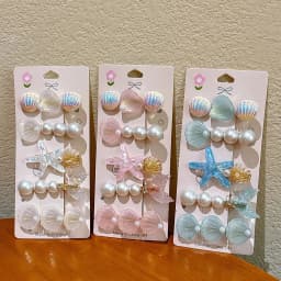 5pcs Starfish Colorful Shell Pearl Hair Clip for Women Sweet Cute Duckbill Clip Fashion Girl Hairpin Hair Accessories