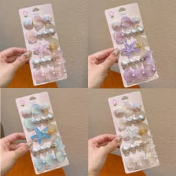 5pcs Starfish Colorful Shell Pearl Hair Clip for Women Sweet Cute Duckbill Clip Fashion Girl Hairpin Hair Accessories