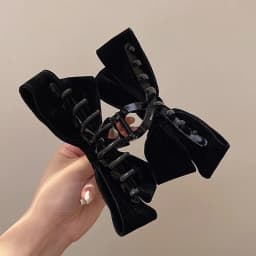 Double-Sided Bow Shark Clips Woman Black Red Velvet Hair Clips Back Head Hairpin Fashion Barrettes Sweet Girls Hair Accessories