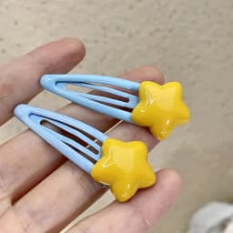 1/2/5 Pcs Y2K Hairpin Yellow Star Designs Bangs Side Clip Blue BB Barrettes Hair Snap Clips Summer Girls Hair Accessories