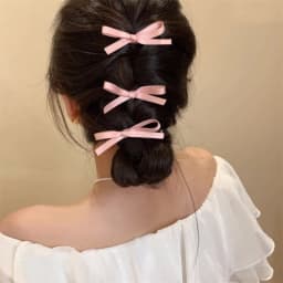 3PCS One Piece Clip Sweet & Spicy Vibe Ribbon Small Ribbon Braided Hair Clip Princess Hair Style Headdress Clip