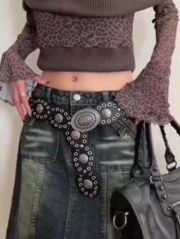 1pc Vintage Style Women'S Faux PU Belt with Oval Rivet Buckle Waistband Vintage Personalized Belts