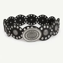 1pc Vintage Style Women'S Faux PU Belt with Oval Rivet Buckle Waistband Vintage Personalized Belts